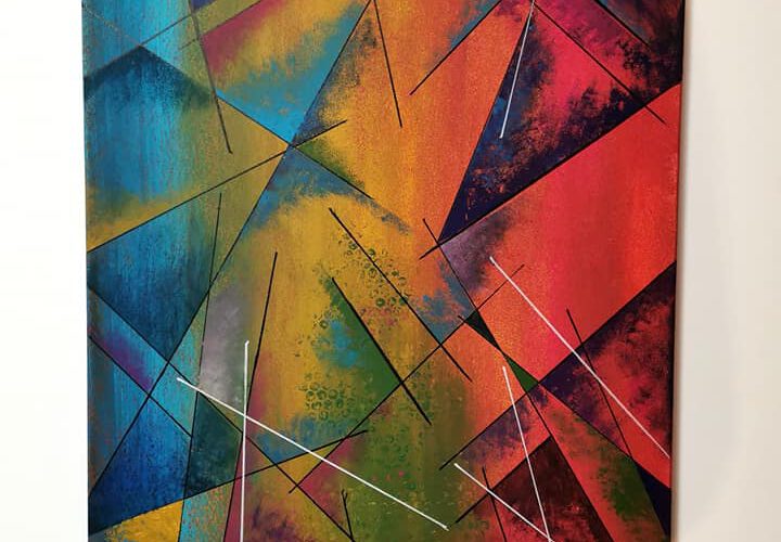 Color triangulus. Obraz ręcznie malowany, akrylowy rozm. 80×60